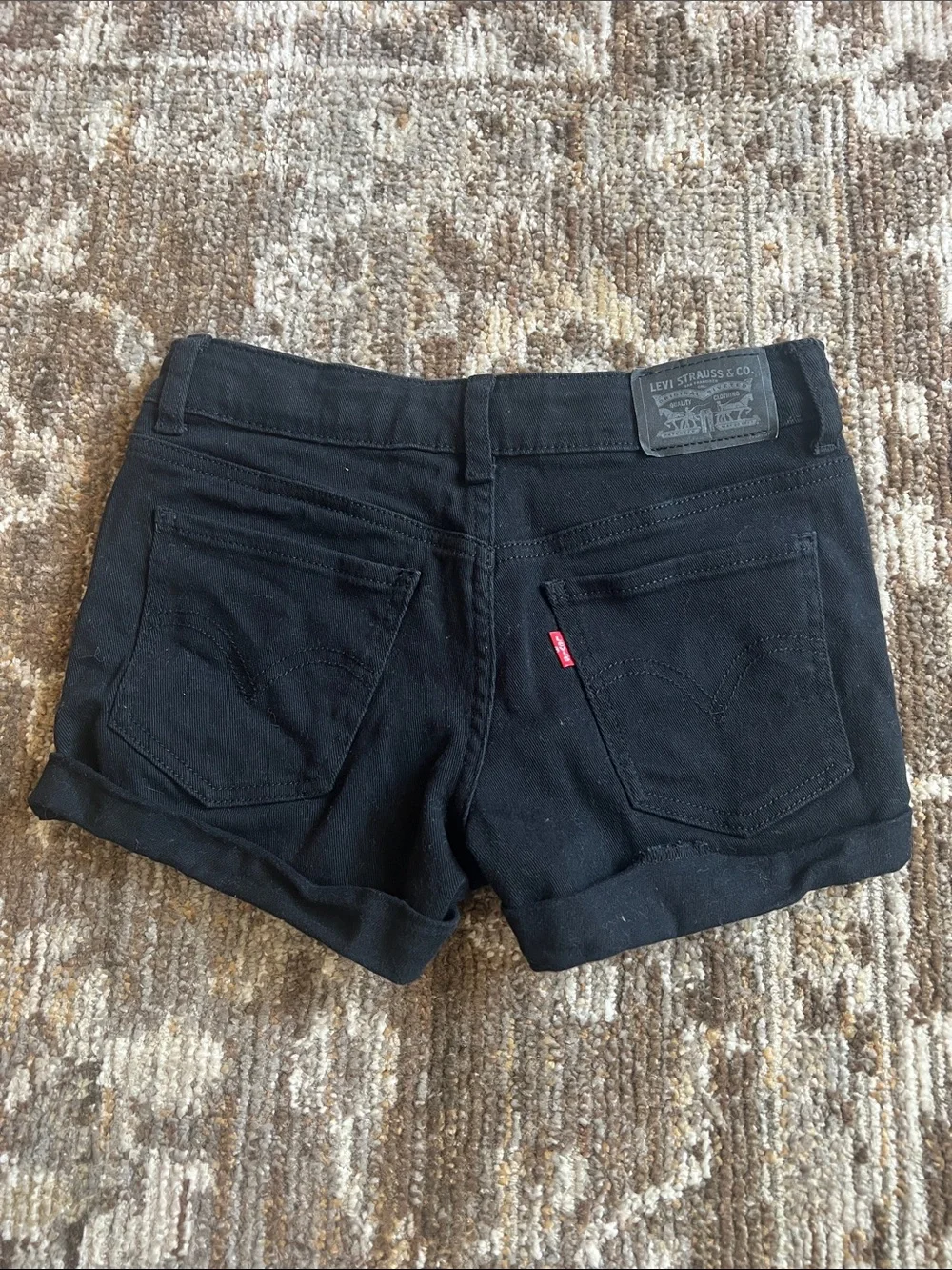 Levi's Black Girls Denim Roll-Cuff Shorts